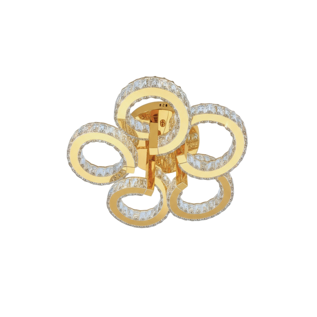 CIAO 5 Ring Crystal Light CTC Tri-Colour LED 550mm (Gold)
