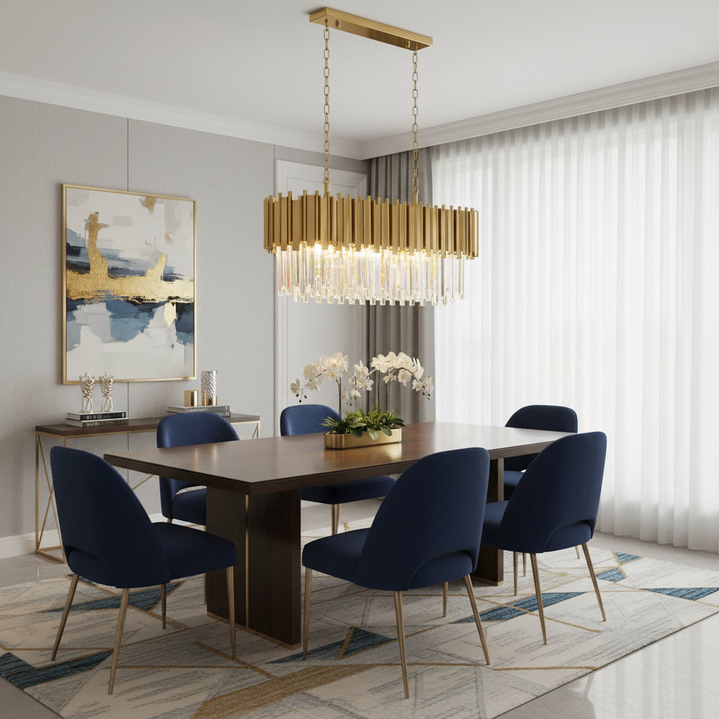 SOPHIE Crystal Chandelier 8 Light Oval 900mm (Gold)