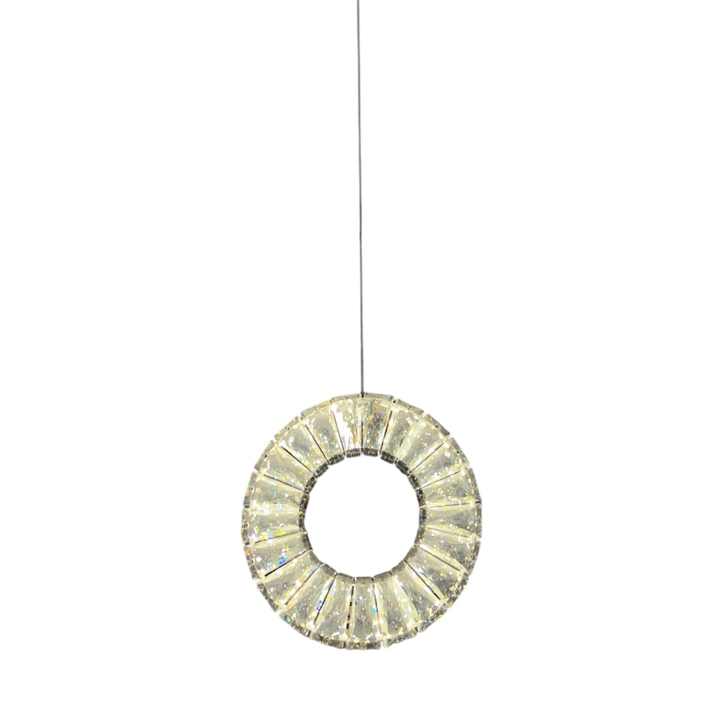 ROBI Single Ring Crystal Pendant Tri-Colour LED (Chrome)