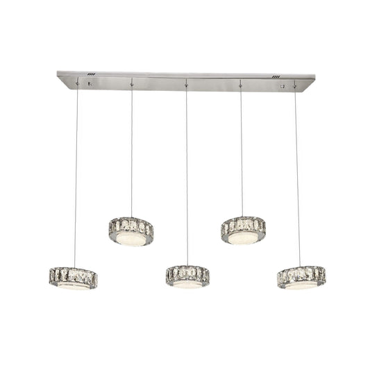 IAN 5 Light Crystal Pendant Tri-Colour LED (Chrome)