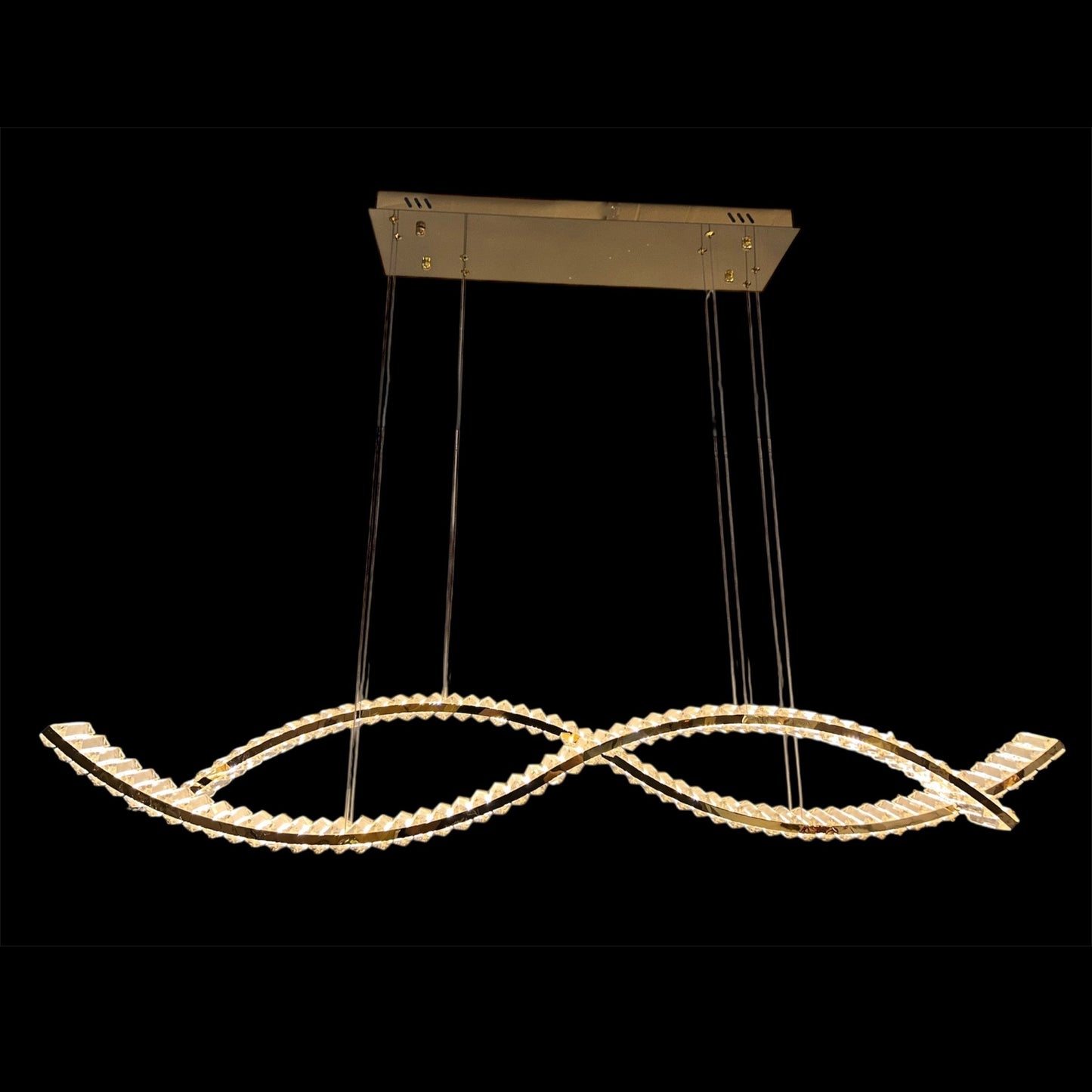 KARL 2 Wave Crystal Pendant Tri-Colour LED (Gold)