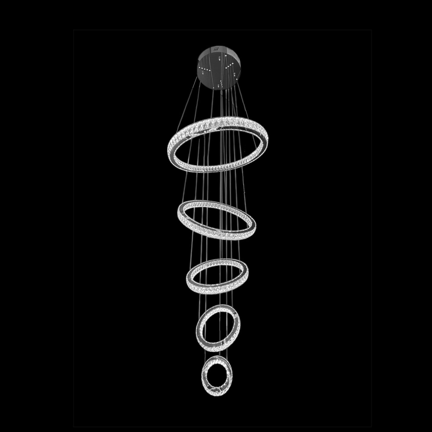 AARON 5 Ring Crystal Pendant Tri-Colour LED (Chrome)