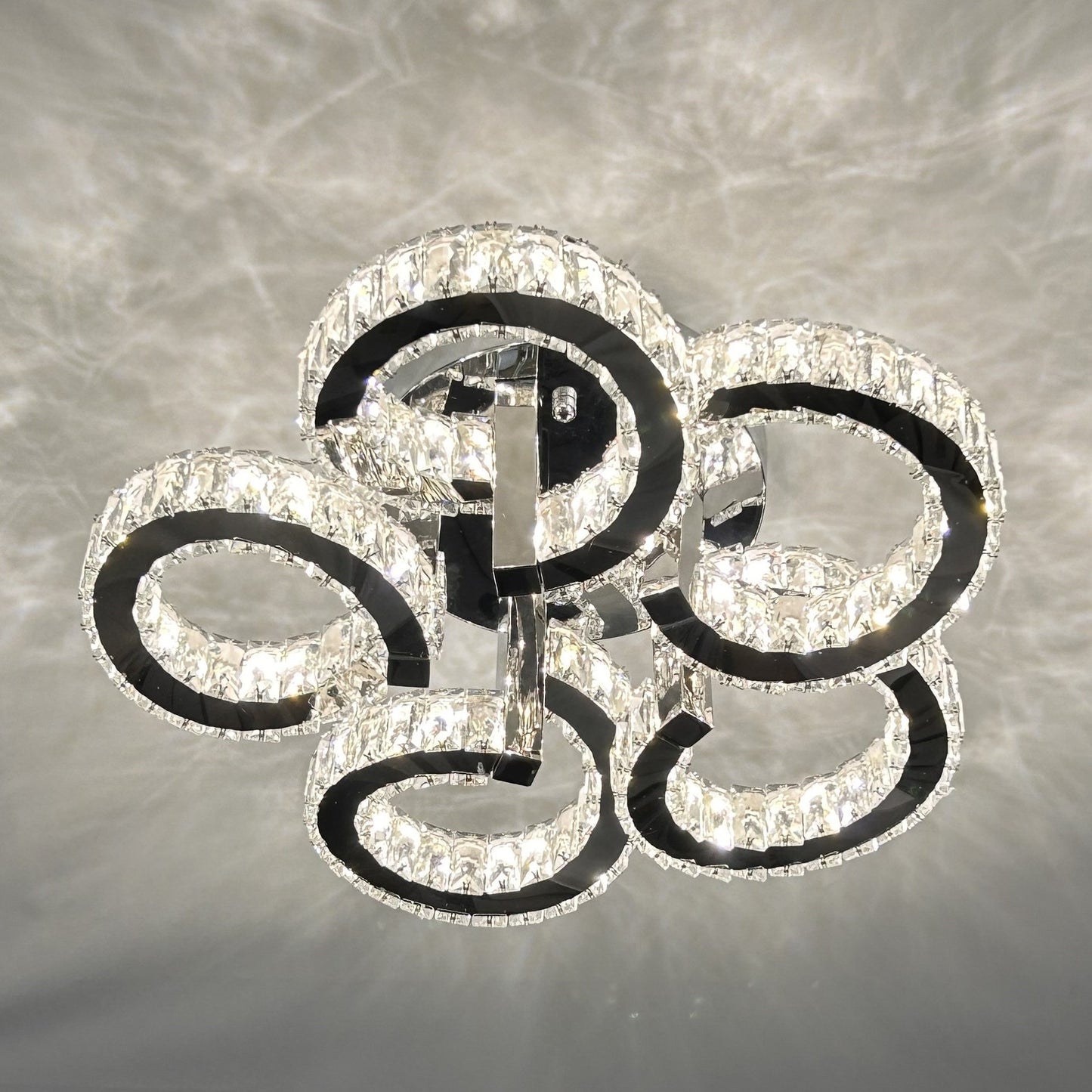 CIAO 5 Ring Crystal Light CTC Tri-Colour LED 550mm (Chrome)