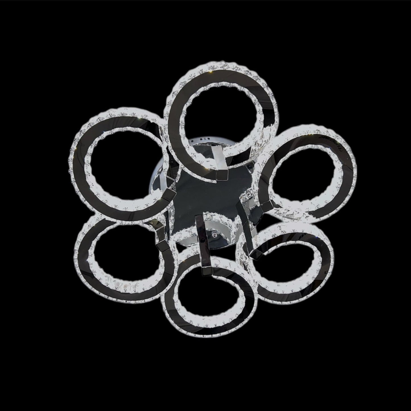 CIAO 6 Ring Crystal Light CTC Tri-Colour LED 700mm (Chrome)