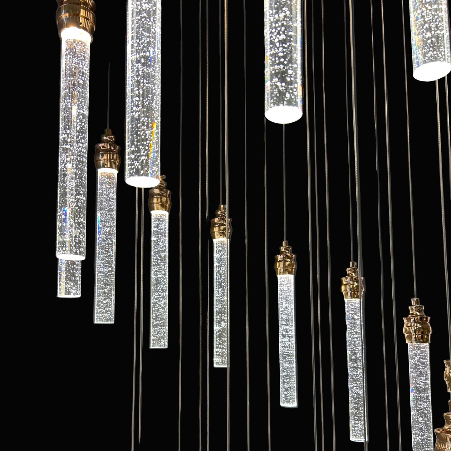 LENA 30 Stick Crystal Chandelier Tri-Colour LED (Gold)