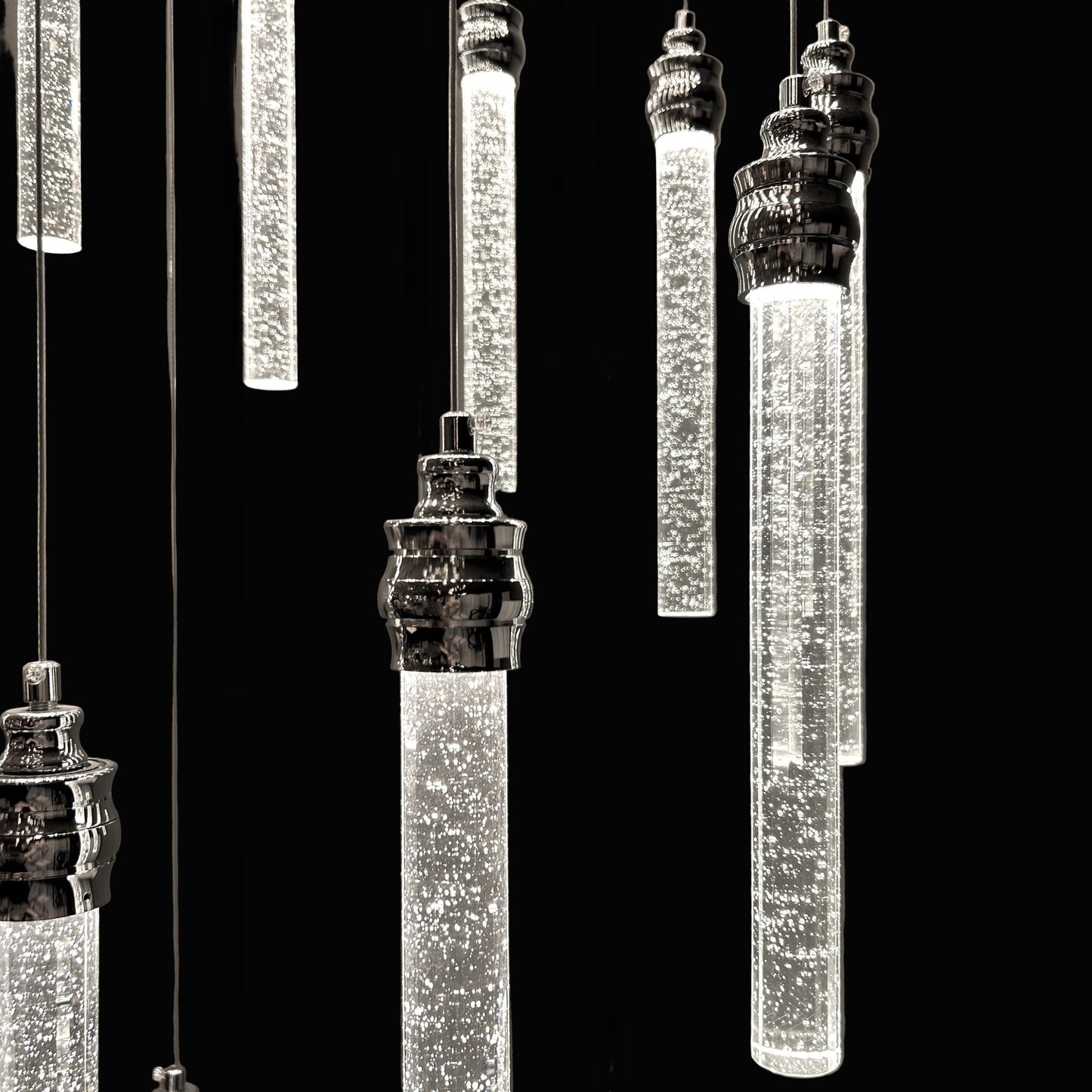 LENA 30 Stick Crystal Pendant Tri-Colour LED (Chrome)