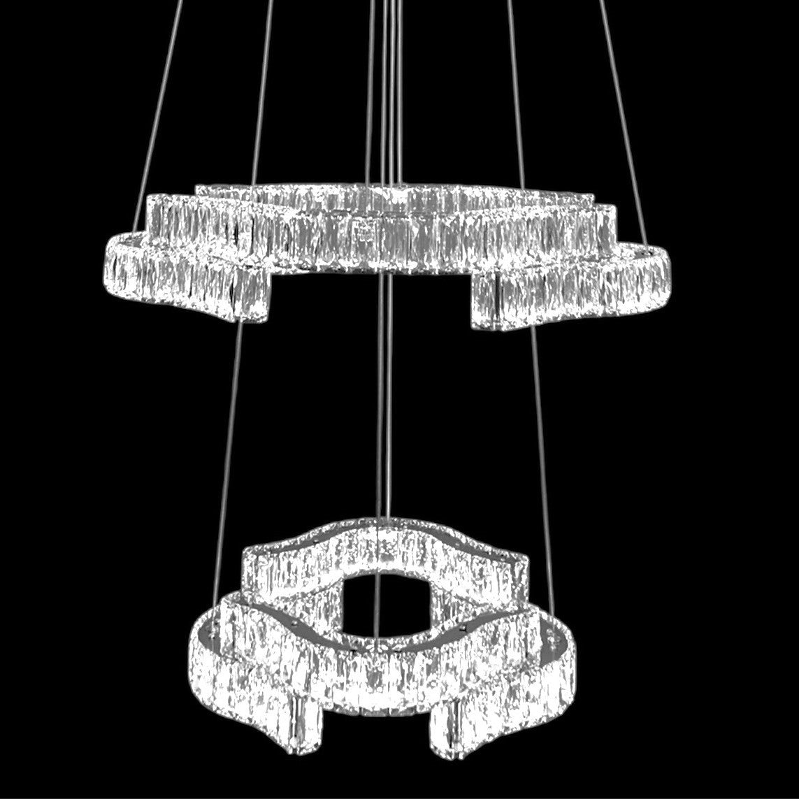 JENGA 2 Tier Crystal Pendant Tri-Colour LED (Chrome)