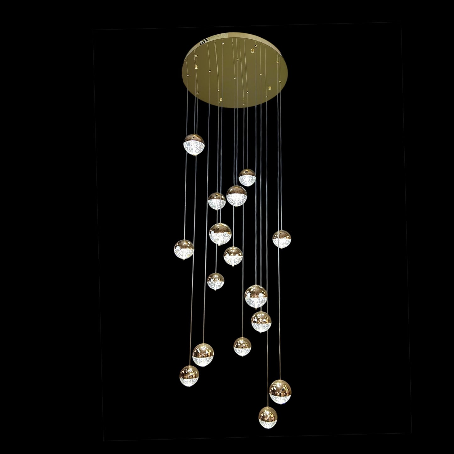 BILLY 16 Light Crystal Pendant Tri-Colour LED (Gold)