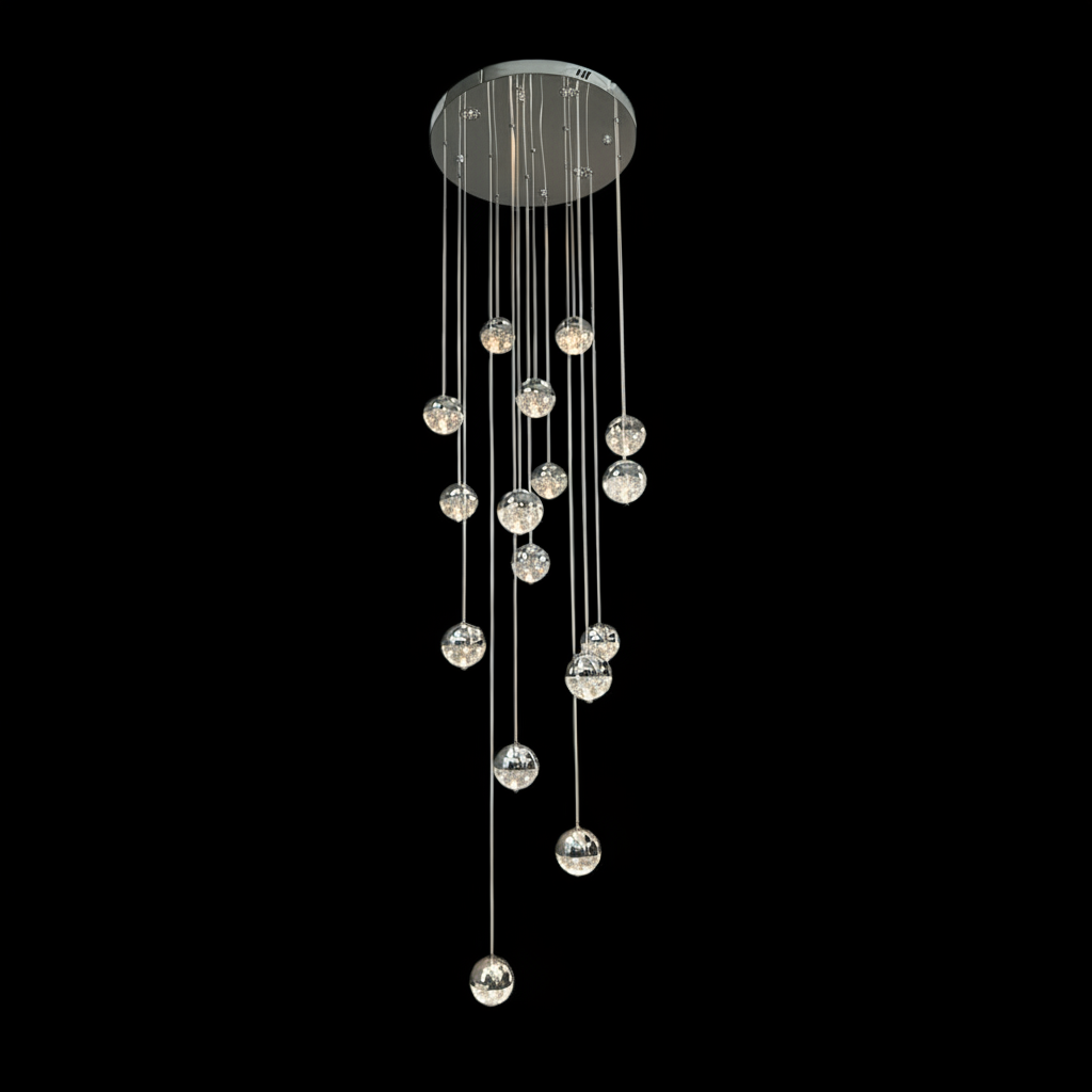 BILLY 16 Light Crystal Pendant Tri-Colour LED (Chrome)