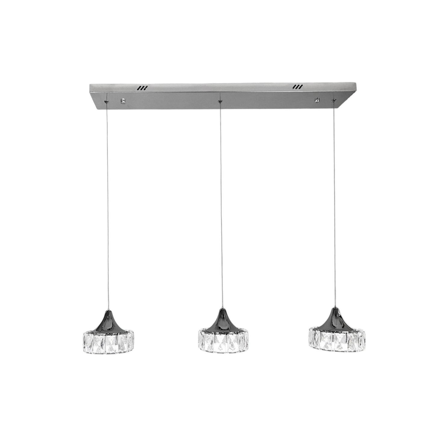 TEO 3 Light Crystal Pendant Tri-Colour LED (Chrome)