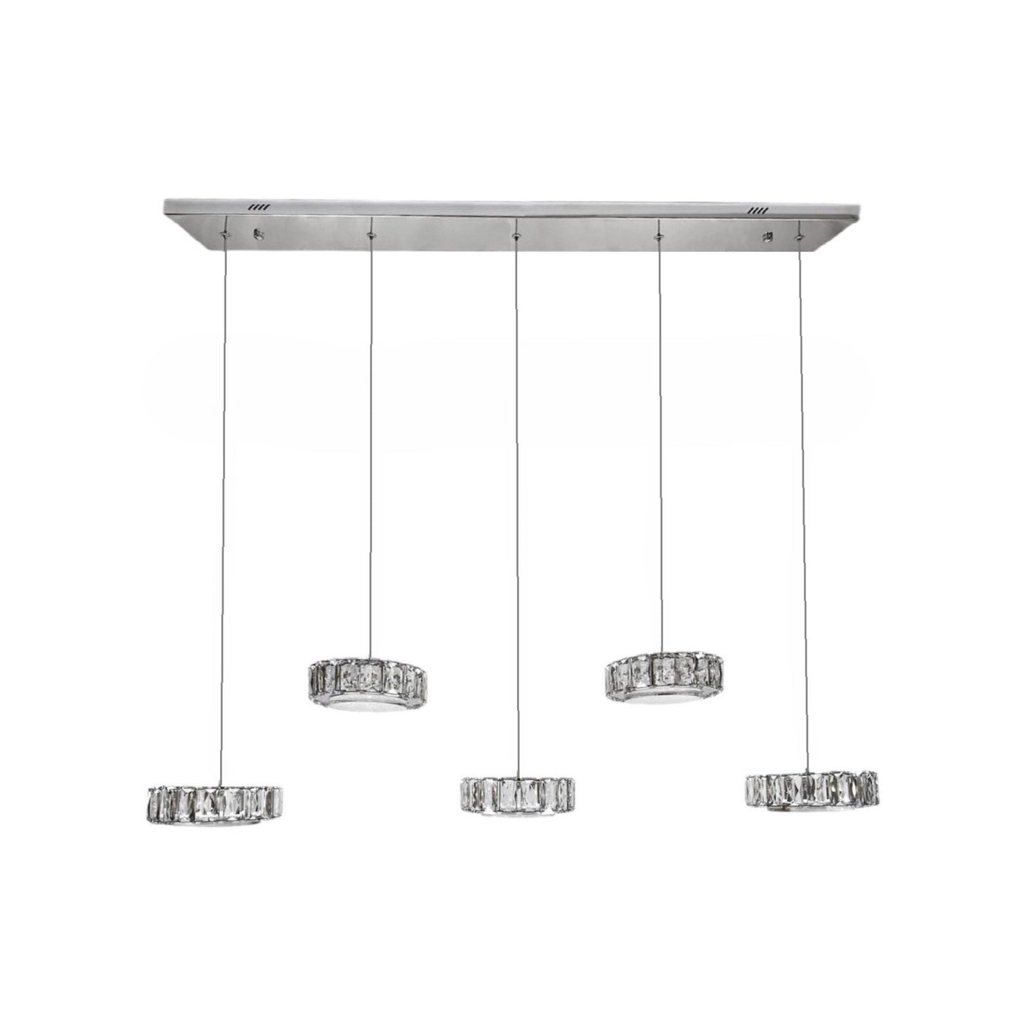 IAN 5 Light Crystal Pendant Tri-Colour LED (Chrome)