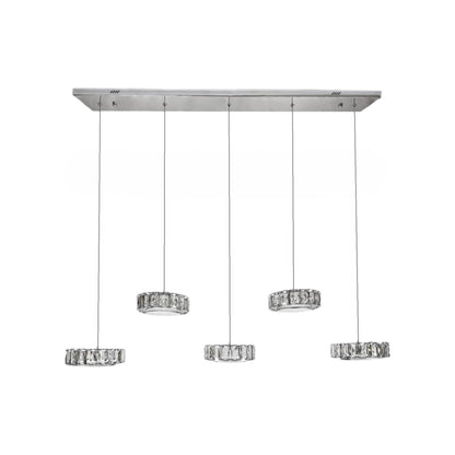 IAN 5 Light Crystal Pendant Tri-Colour LED (Chrome)