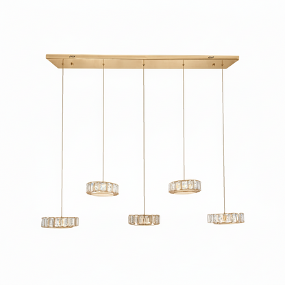 IAN 5 Light Crystal Pendant Tri-Colour LED (Gold)