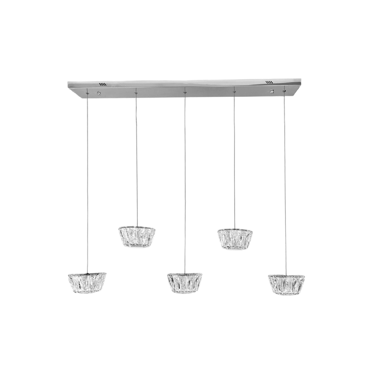 ONANA 5 Light Crystal Pendant Tri-Colour LED (Chrome)