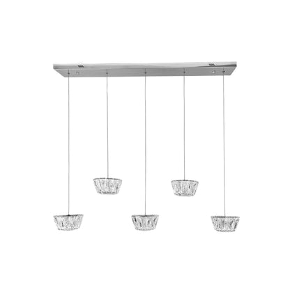 ONANA 5 Light Crystal Pendant Tri-Colour LED (Chrome)