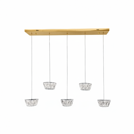 ONANA 5 Light Crystal Pendant Tri-Colour LED (Gold)