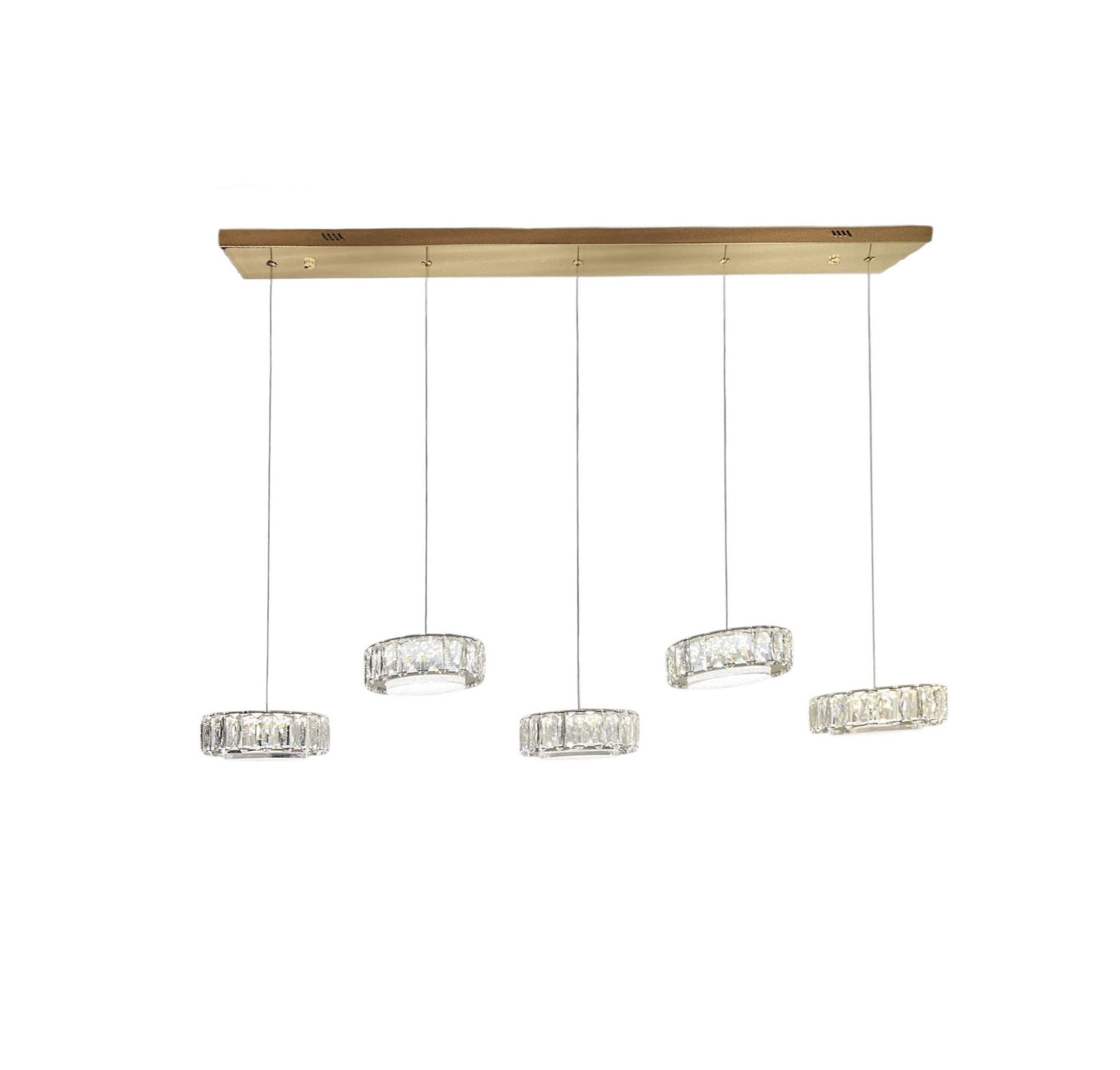 IAN 5 Light Crystal Pendant Tri-Colour LED (Gold)