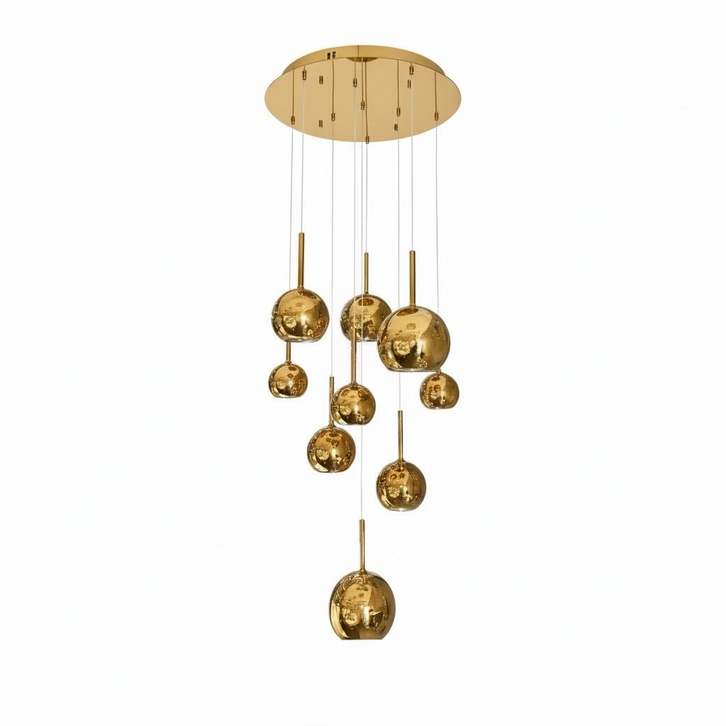 WINKA 9 Light Modern Glass Pendant (Gold)