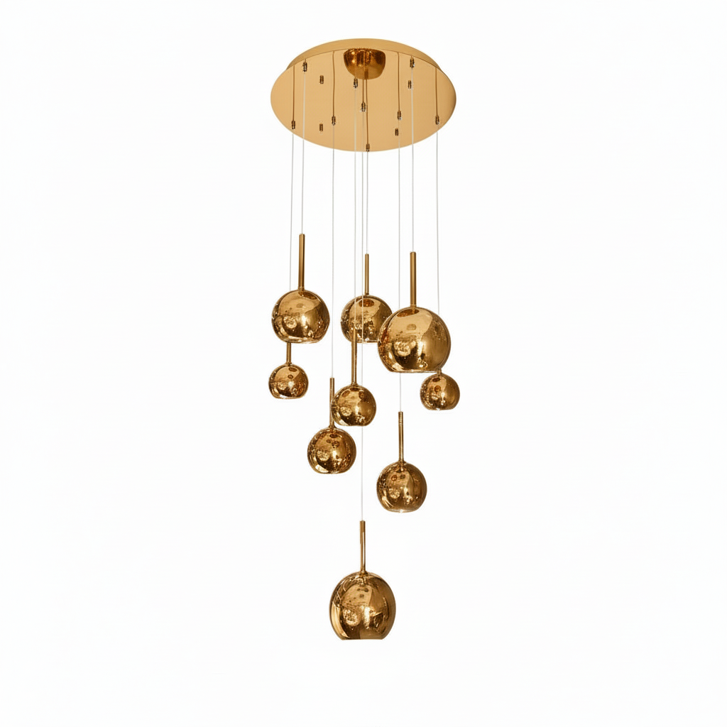 WINKA 9 Light Modern Glass Pendant (Gold)