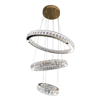 AARON 3 Ring Crystal Pendant Tri-Colour LED (Gold)