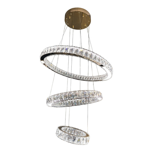 AARON 3 Ring Crystal Pendant Tri-Colour LED (Gold)