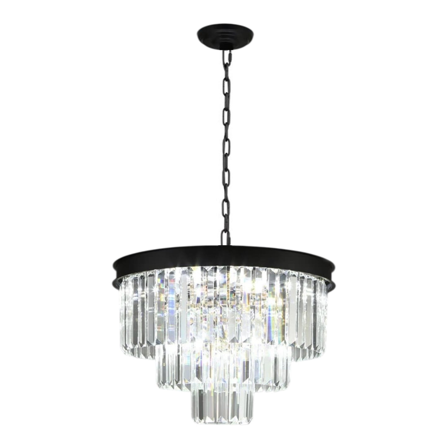 MARF 3-Tier Crystal Chandelier 6 Light 500mm (Black)