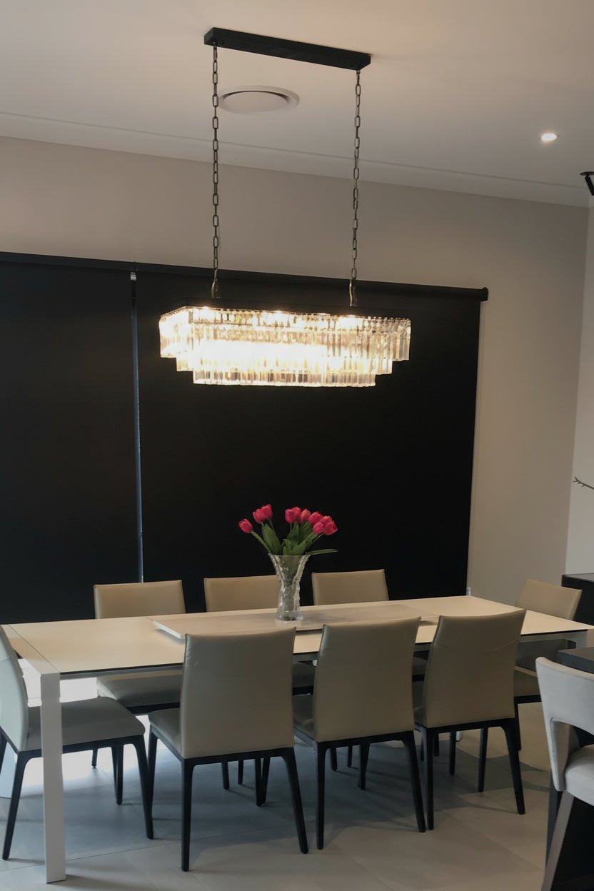 MARF Rectangle 3-Tier Crystal Chandelier 15 Light (Black)