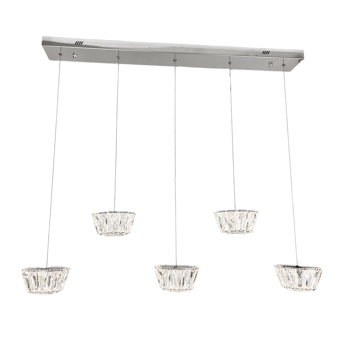 ONANA 5 Light Crystal Pendant Tri-Colour LED (Chrome)