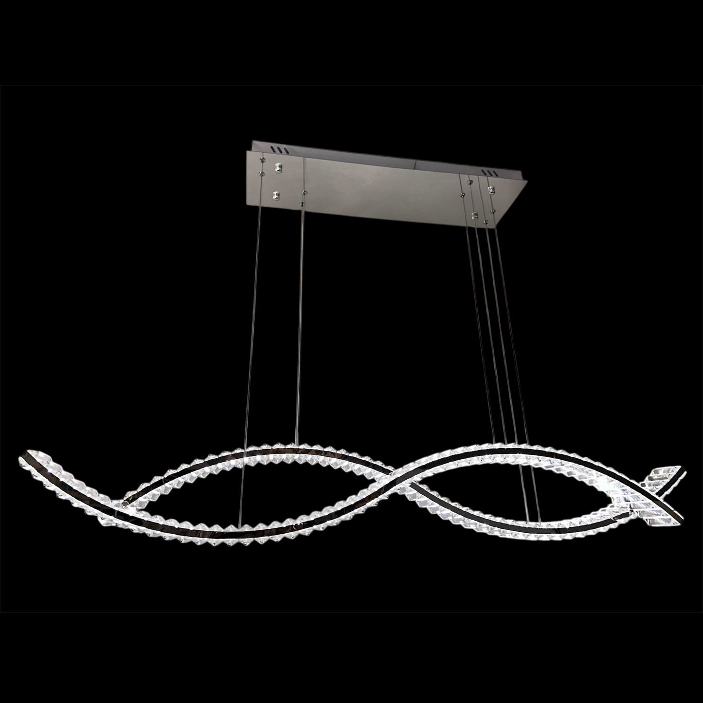 KARL 2 Wave Crystal Pendant Tri-Colour LED (Chrome)