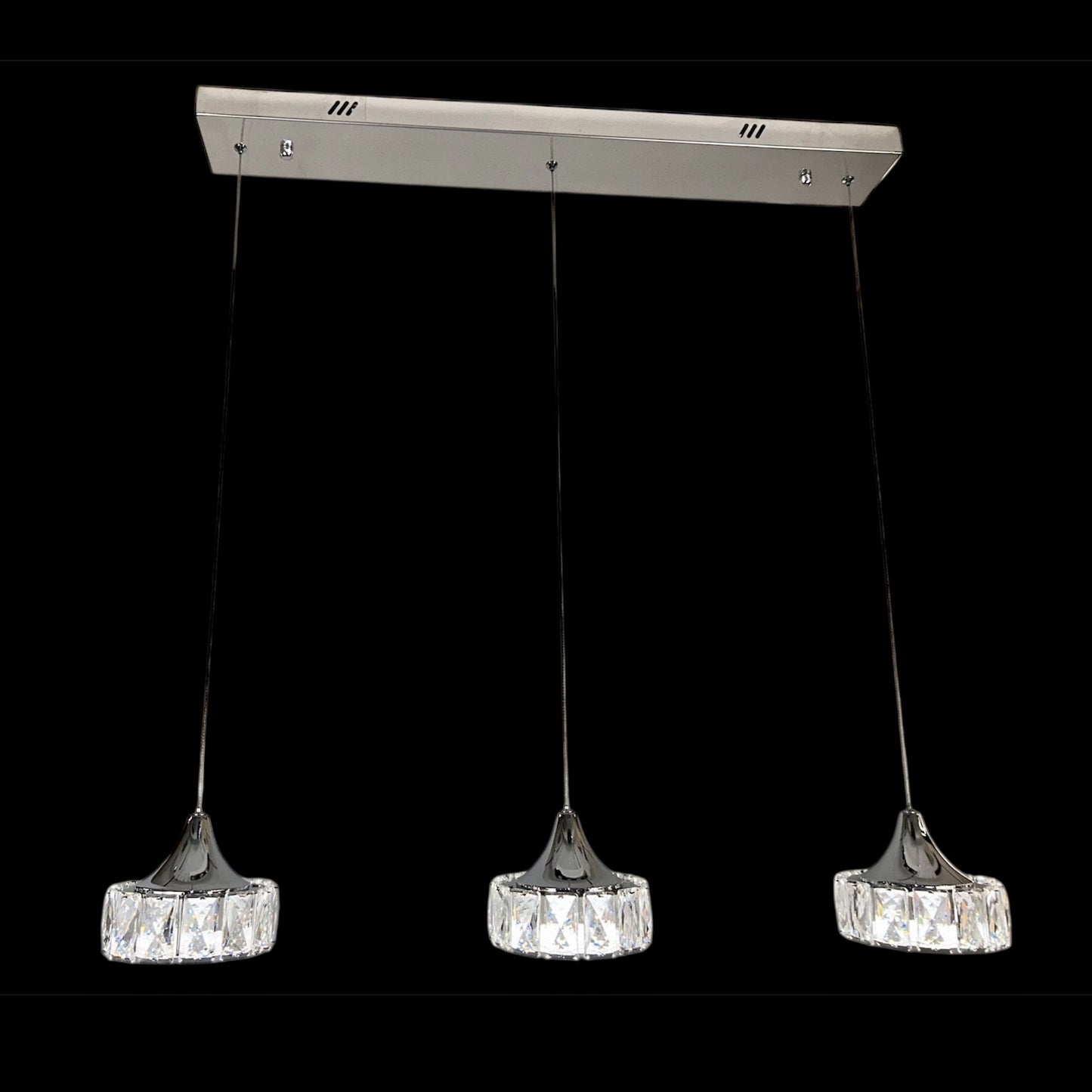 TEO 3 Light Crystal Pendant Tri-Colour LED (Chrome)