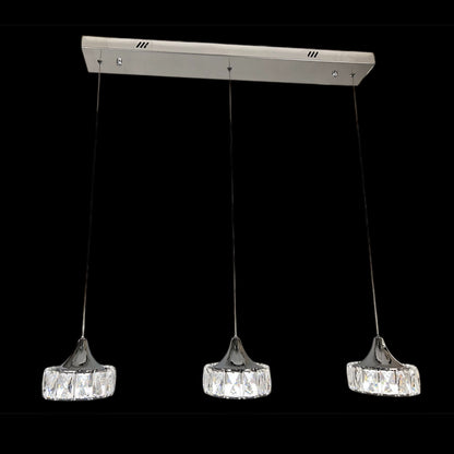 TEO 3 Light Crystal Pendant Tri-Colour LED (Chrome)