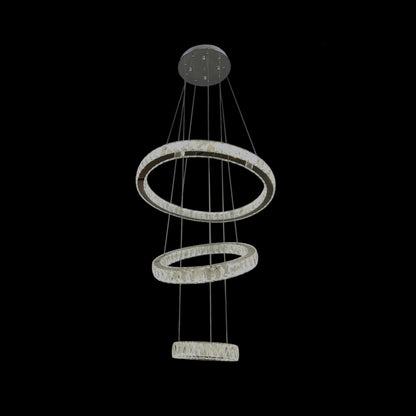 AARON 3 Ring Crystal Pendant Tri-Colour LED (Chrome)
