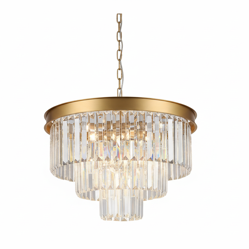 MARF 3-Tier Crystal Chandelier 6 Light 500mm (Brass)