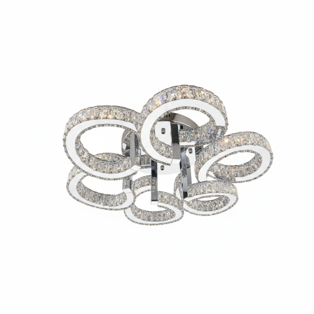 CIAO 6 Ring Crystal Light CTC Tri-Colour LED 700mm (Chrome)