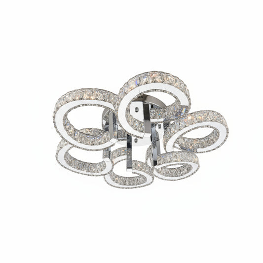 CIAO 6 Ring Crystal Light CTC Tri-Colour LED 700mm (Chrome)