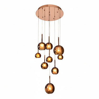 WINKA 9 Light Modern Glass Pendant (Rose Gold)