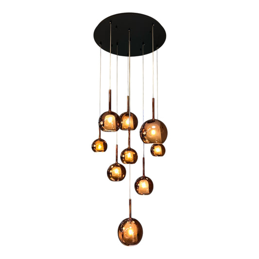WINKA 9 Light Modern Glass Pendant (Rose Gold Glass)