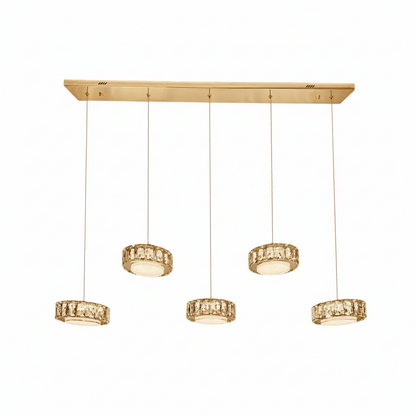 IAN 5 Light Crystal Pendant Tri-Colour LED (Gold)