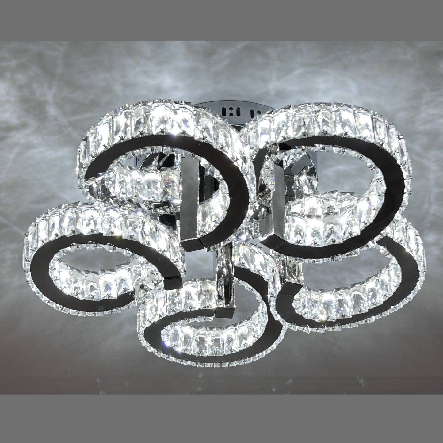 CIAO 5 Ring Crystal Light CTC Tri-Colour LED 550mm (Chrome)