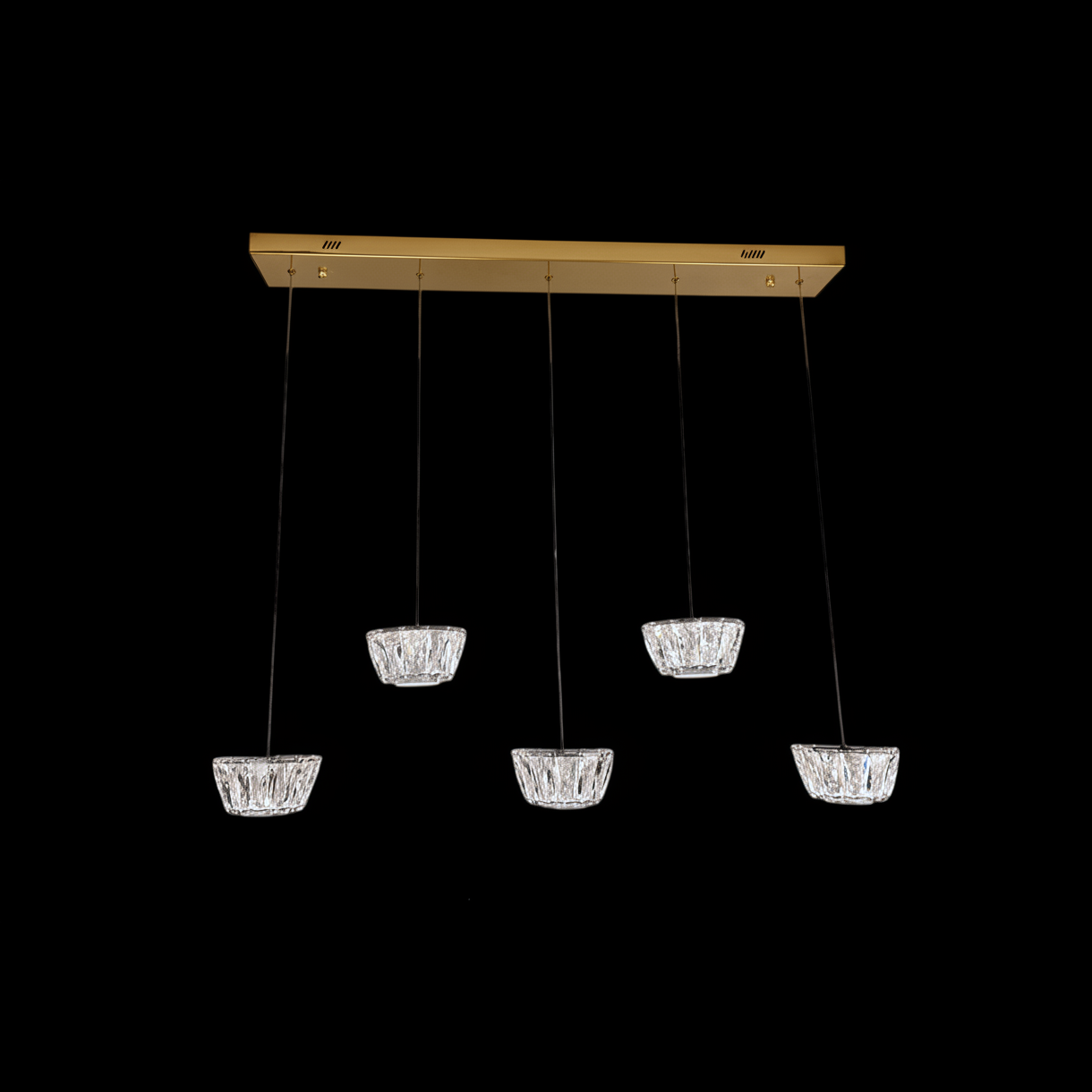 ONANA 5 Light Crystal Pendant Tri-Colour LED (Gold)