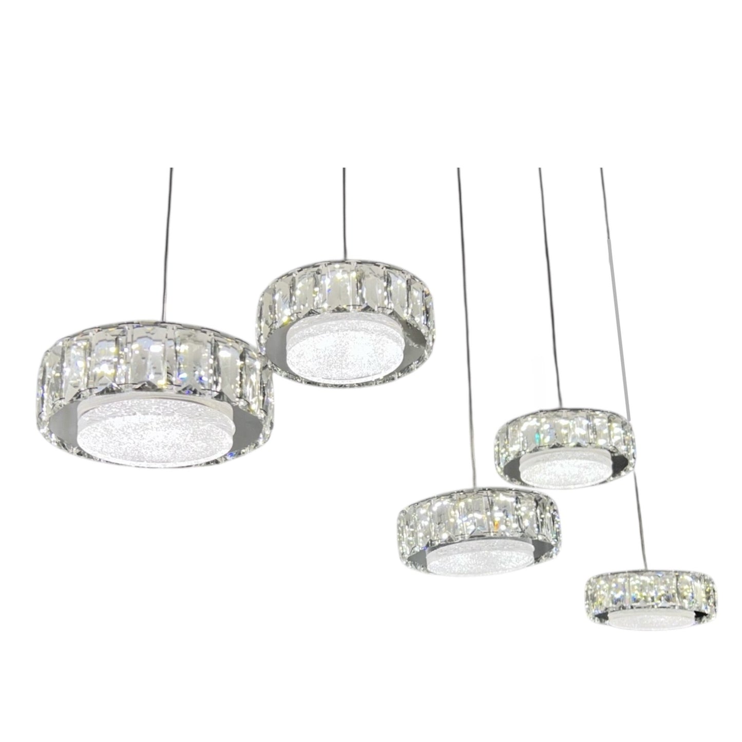 IAN 5 Light Crystal Pendant Tri-Colour LED (Chrome)