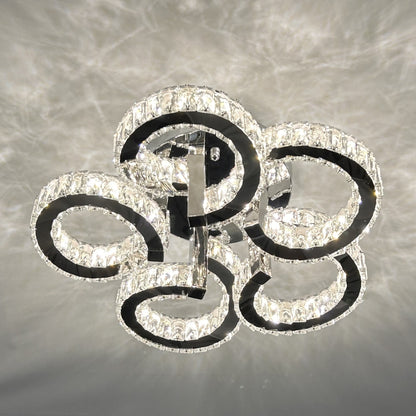 CIAO 5 Ring Crystal Light CTC Tri-Colour LED 550mm (Chrome)