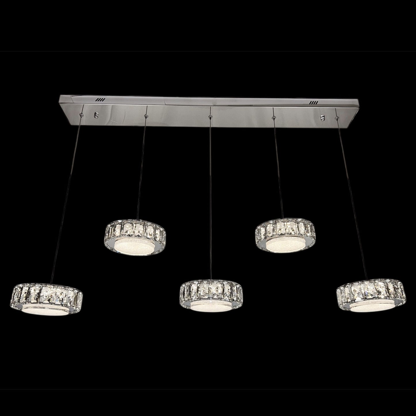 IAN 5 Light Crystal Pendant Tri-Colour LED (Chrome)