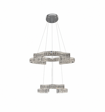 JENGA 2 Tier Crystal Pendant Tri-Colour LED (Chrome)