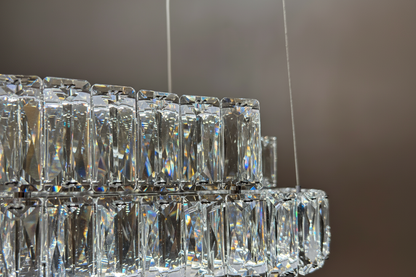 JENGA 2 Tier Crystal Pendant Tri-Colour LED (Chrome)