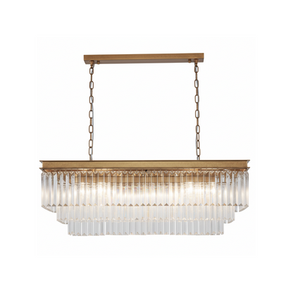 MARF Rectangle 3-Tier Crystal Chandelier 15 Light (Brass)