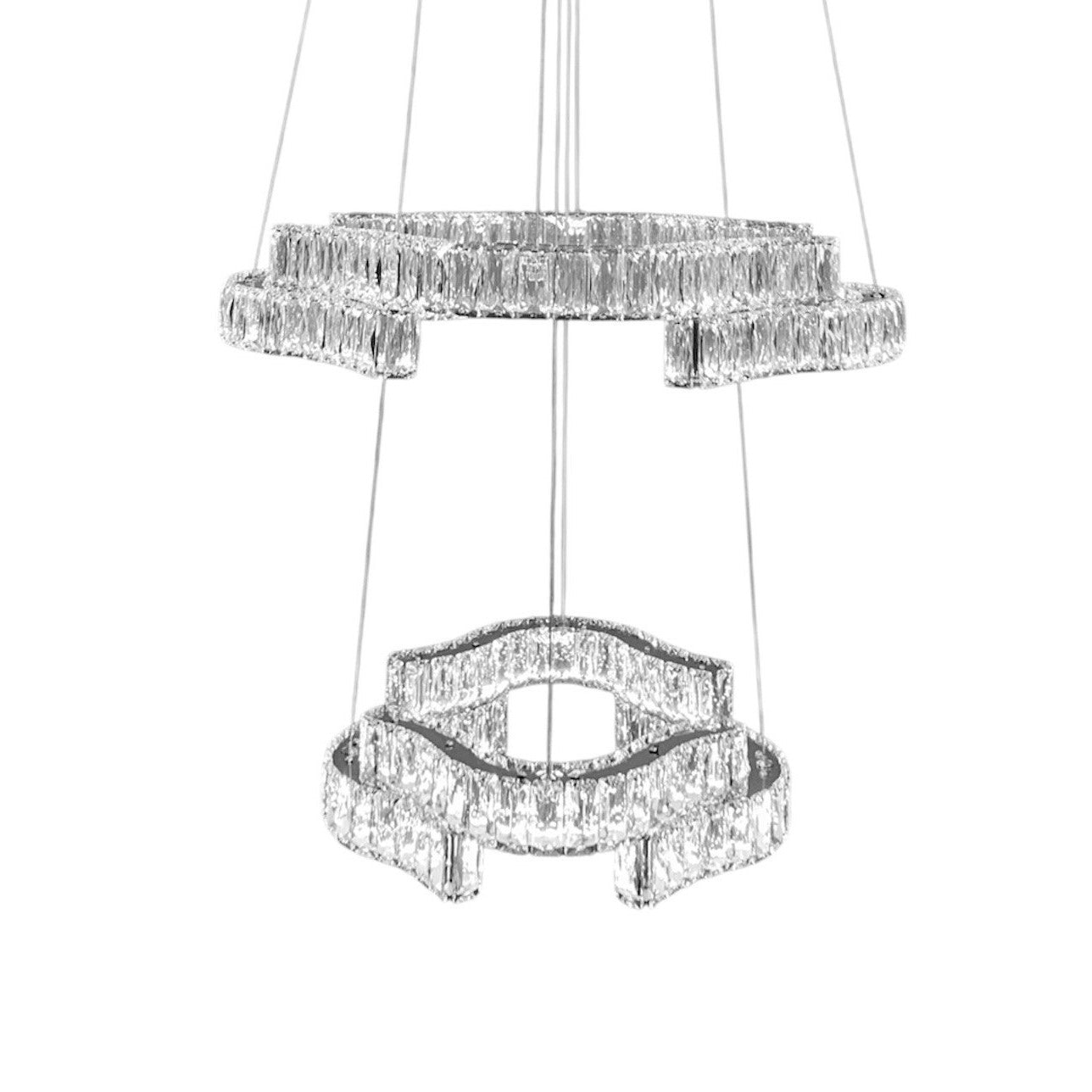 JENGA 2 Tier Crystal Pendant Tri-Colour LED (Chrome)