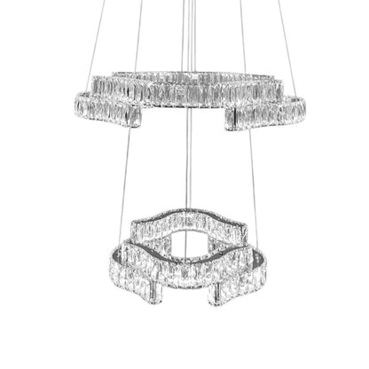 JENGA 2 Tier Crystal Pendant Tri-Colour LED (Chrome)