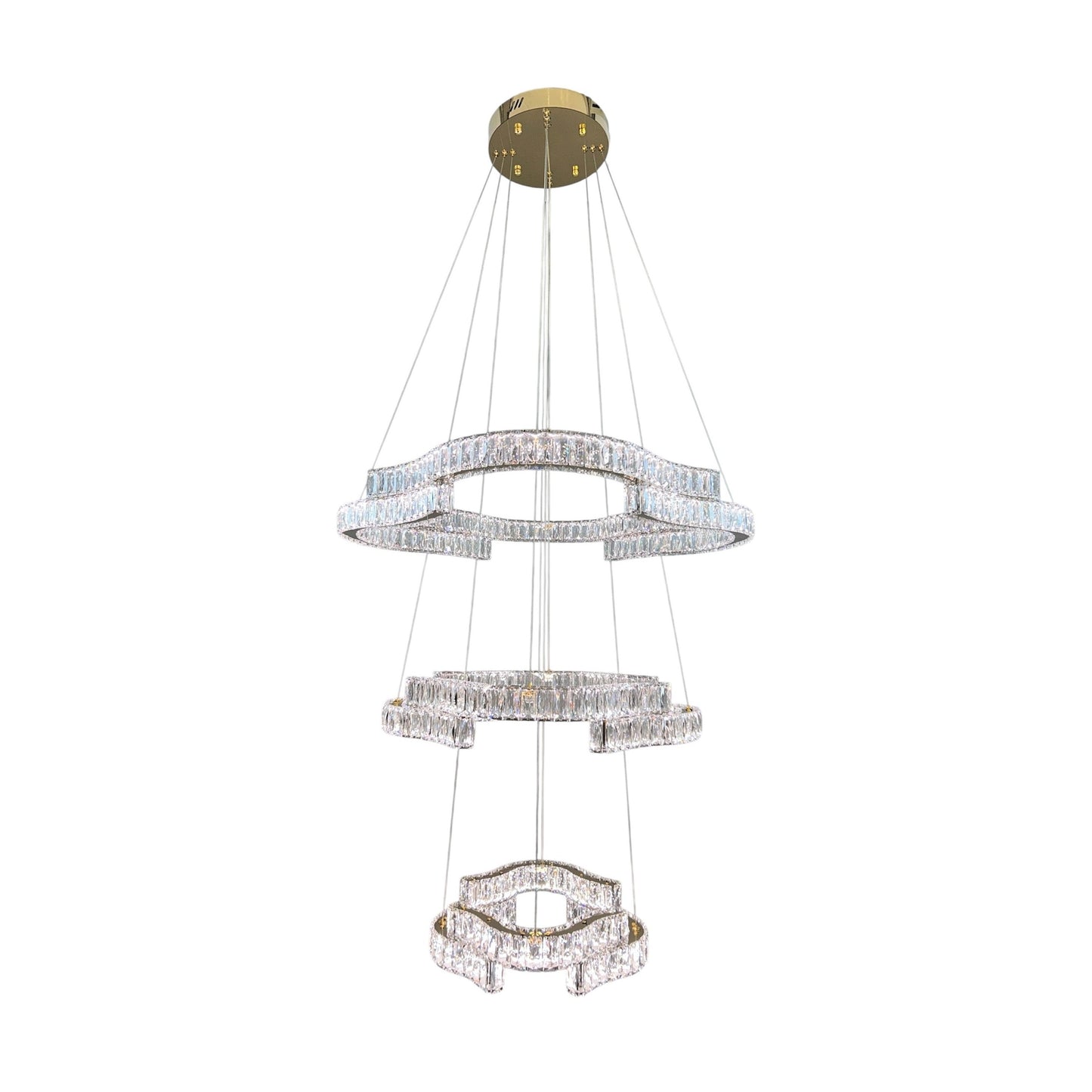 JENGA 3 Tier Crystal Pendant Tri-Colour LED (Gold)