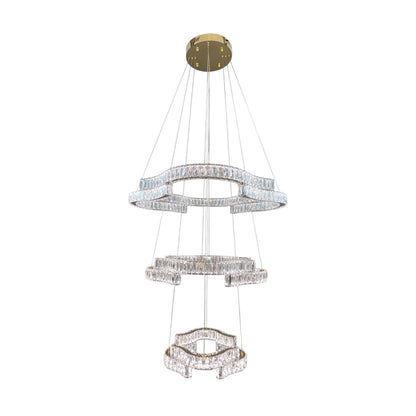 JENGA 3 Tier Crystal Pendant Tri-Colour LED (Gold)